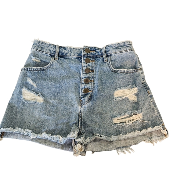 Show Me Your MuMu Pants - Show Me Your MuMu Blue Distressed Jean Shorts